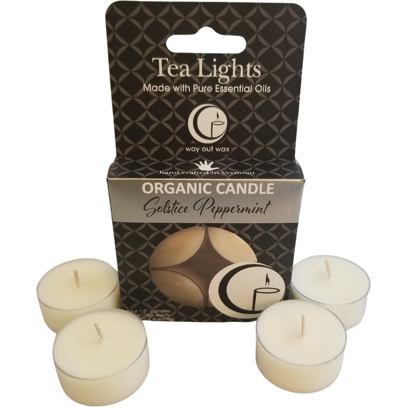Solstice Peppermint - Organic Holiday Tealight Candle 4-pack